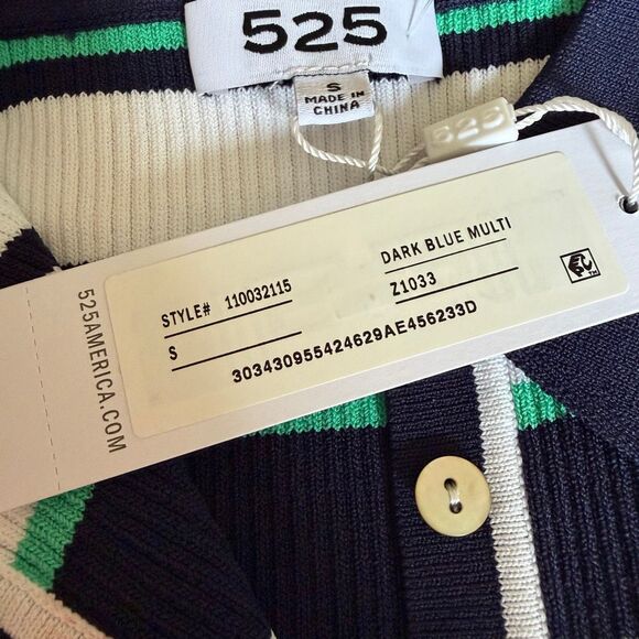 525 America Vivienne Johnny Collar Striped Tank in Dark Blue Multi S - Picture 6 of 8